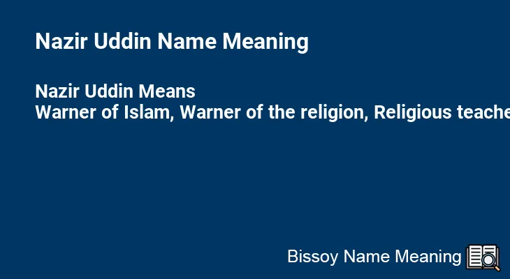 Nazir Uddin Name Meaning